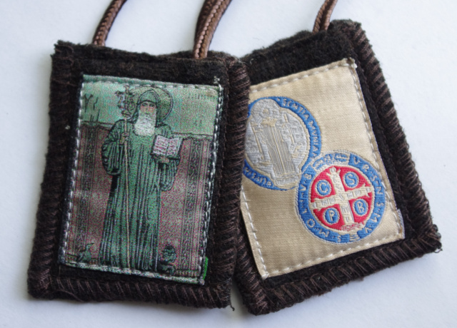 St. Benedict Woven Medallion Wool Scapular